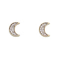 Elements Gold Moon Stud Earrings with Diamonds