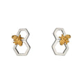 Beginnings Yellow Gold Plated Bee and Honeycomb Earrings