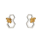 Beginnings Yellow Gold Plated Bee and Honeycomb Earrings