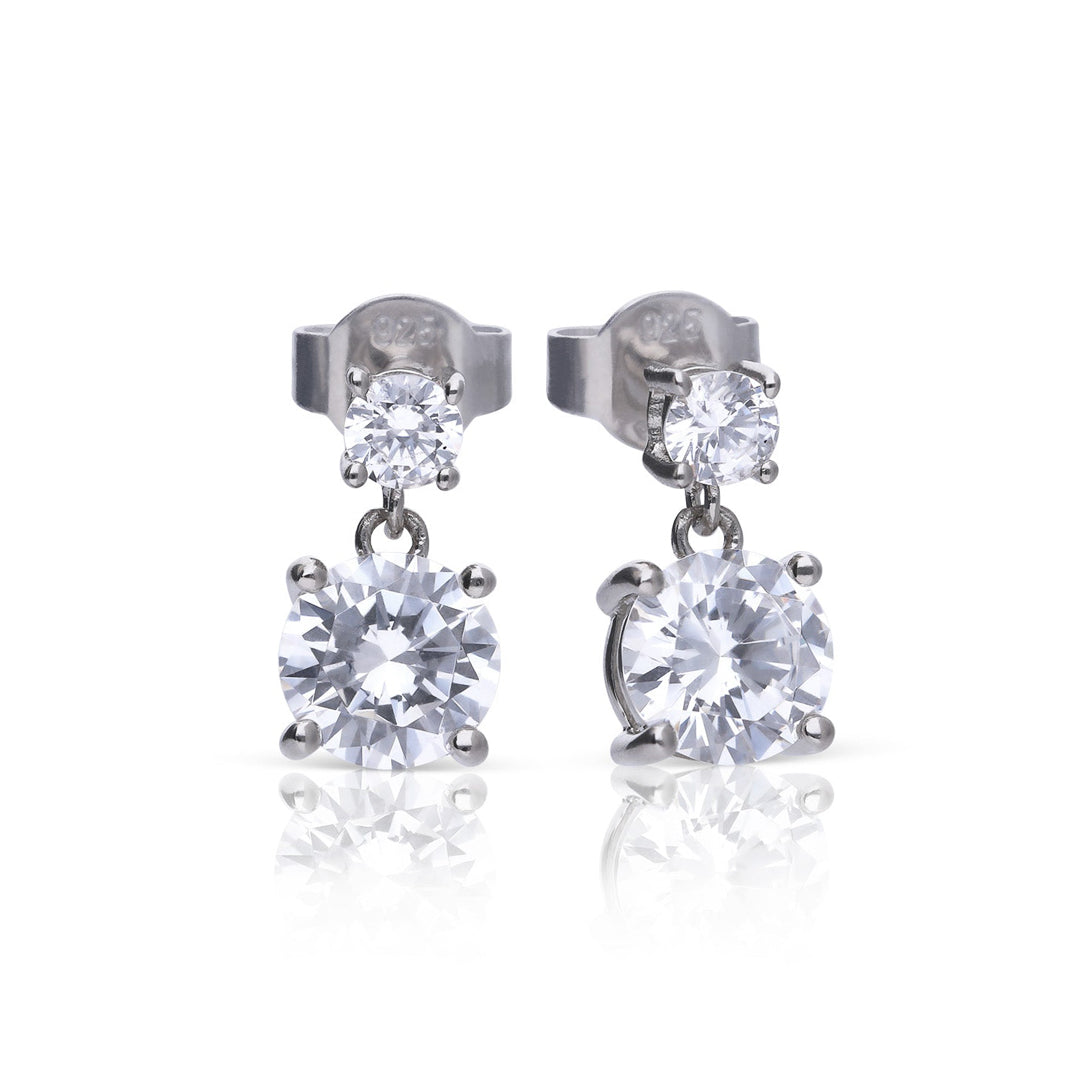 Diamonfire Double Zirconia Drop Earrings