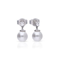 Diamonfire Small Zirconia Stud Earrings with Shell Pearl Drop
