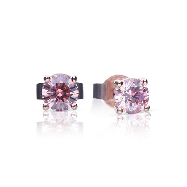 Diamonfire Pink Zirconia Solitaire Stud Earrings