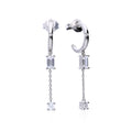 Diamonfire 3/4 Hoop Earrings with Zirconia Chain Drop