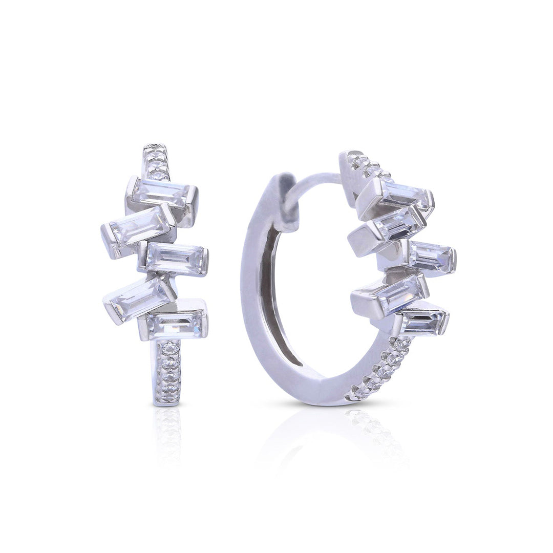 Diamonfire Baguette Zirconia Hoop Earrings