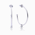 Diamonfire Large 3/4 Hoop Earrings with Tiny Zirconia Charm
