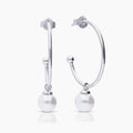 Diamonfire 3/4 Hoop Earrings with Shell Pearl Charm