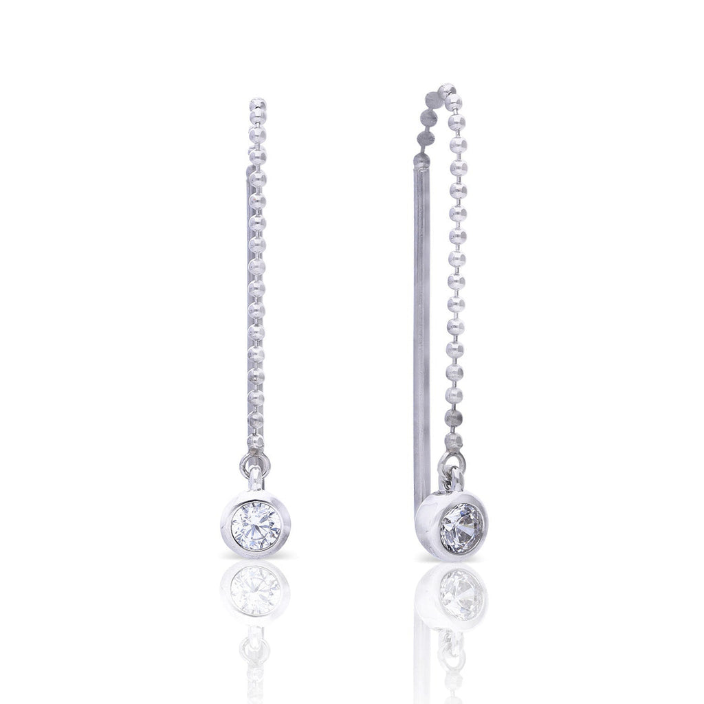 Diamonfire Bezel Set Ball Chain Pull Through Earrings