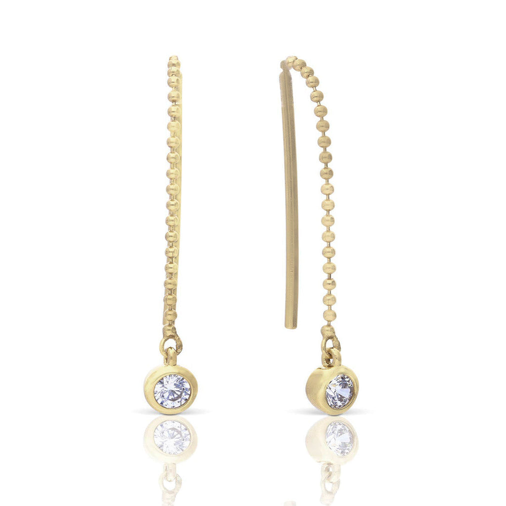 Diamonfire Bezel Set Ball Chain Pull Through Earrings