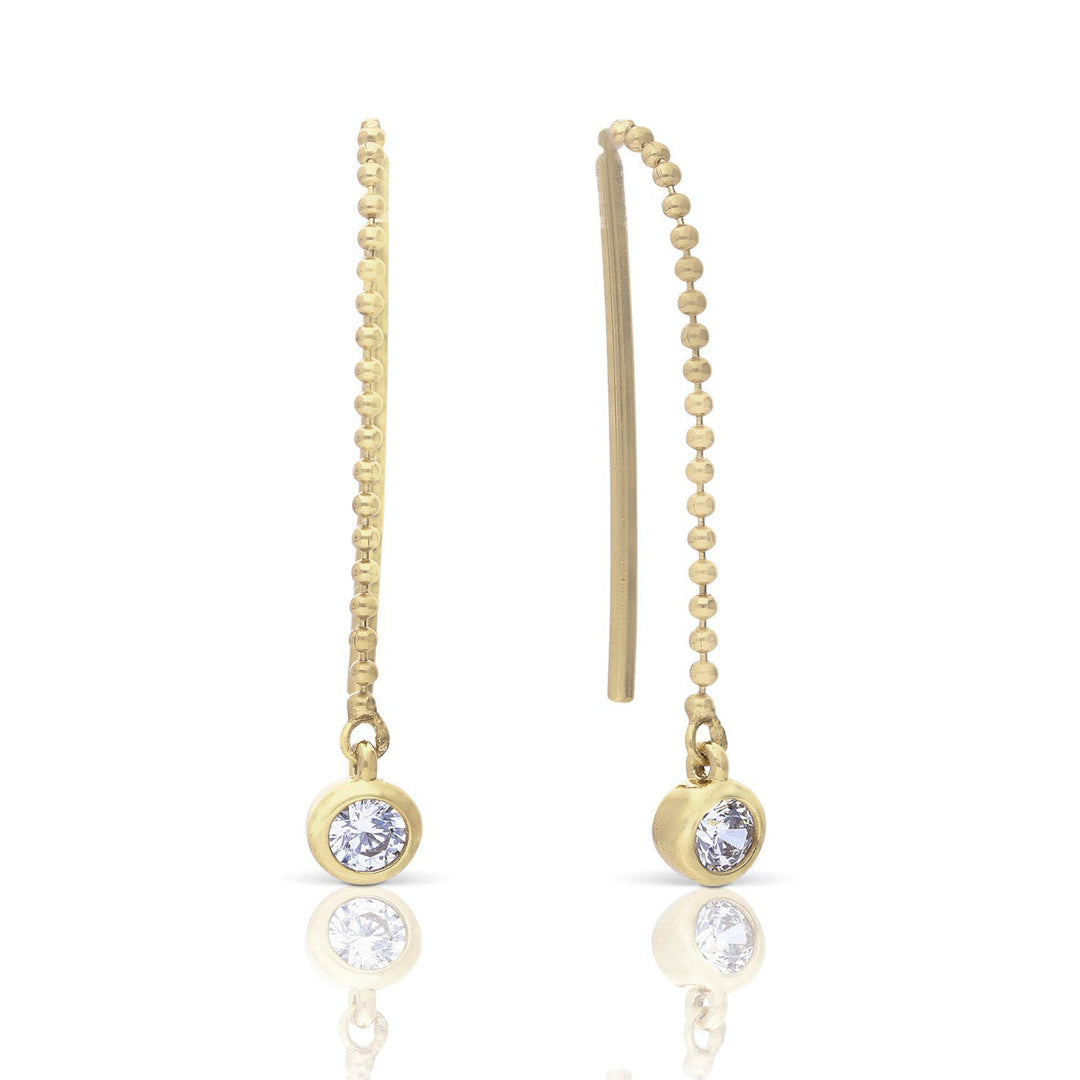 Diamonfire Bezel Set Ball Chain Pull Through Earrings