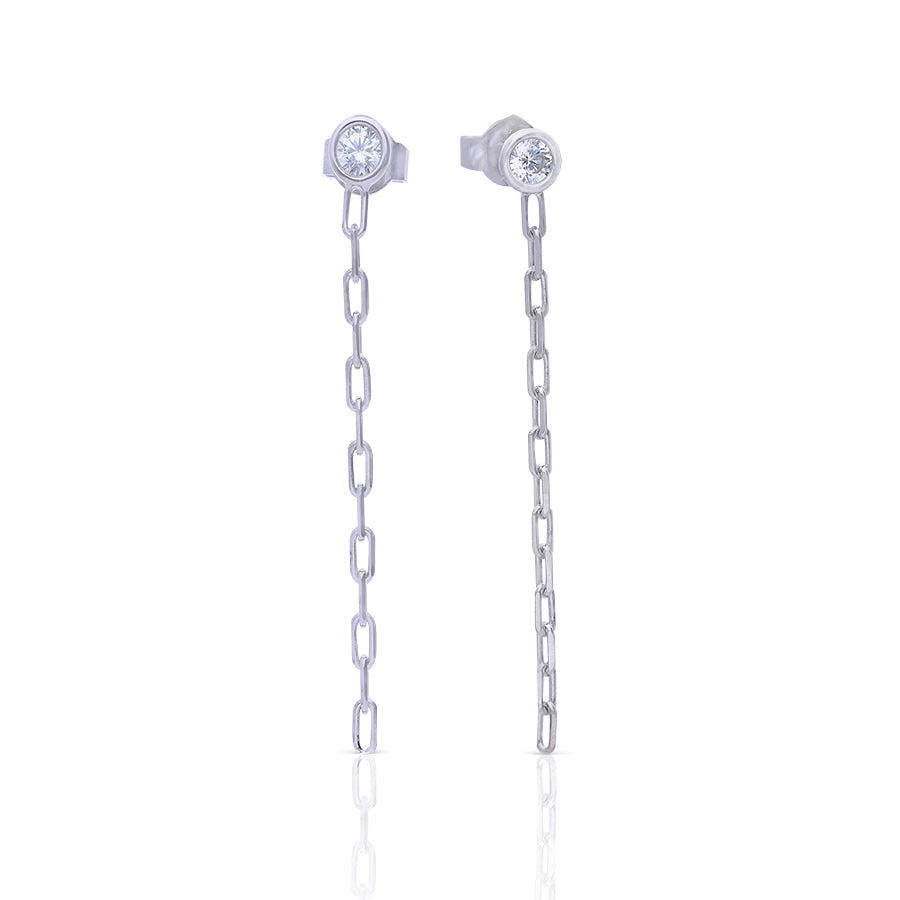 Diamonfire Stud Earrings with Chain Drop