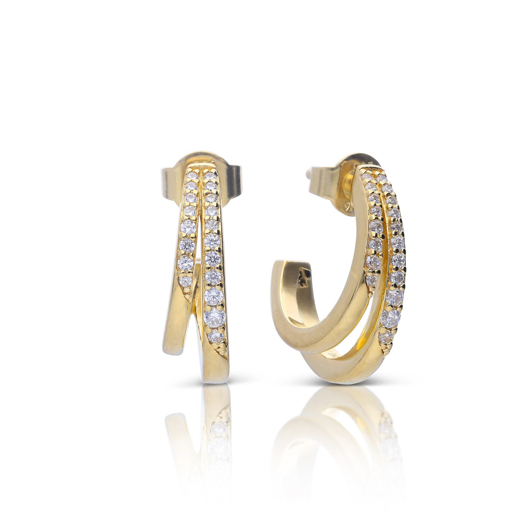 Diamonfire Double Row 3/4 Hoop Stud Earrings