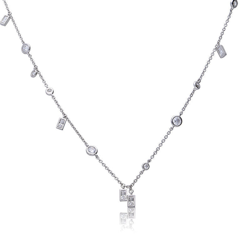 Diamonfire Multi-Cut Zirconia Stone Station Necklace
