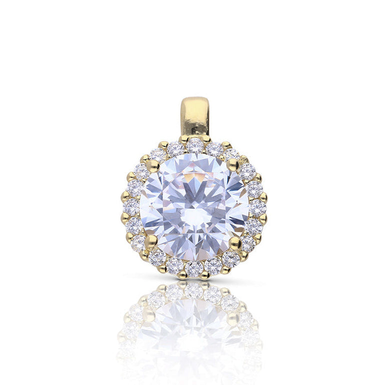 Diamonfire Round Zirconia Halo Pendant