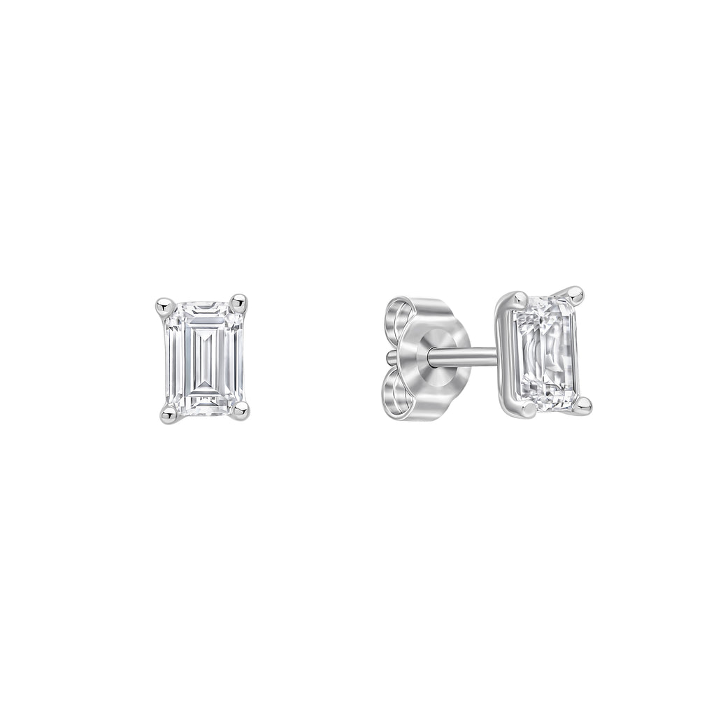 Diamonfire Emerald Cut Zirconia Stud Earrings