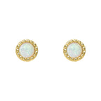 Beginnings Milgrain Semi-Precious Cabochon Birthstone Earrings
