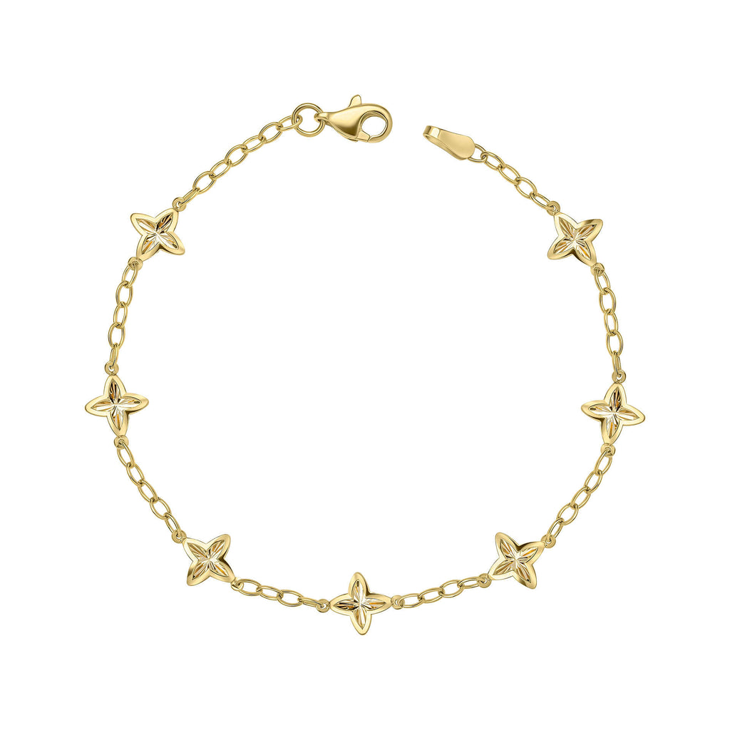 Elements Gold Textured Flower Station Bracelet