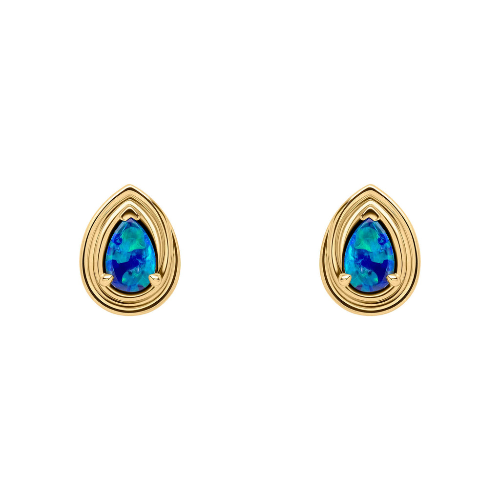 Elements Gold Opal Doublet Teardrop Stud Earrings