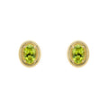 Elements Gold Peridot Oval Ridged Stud Earrings