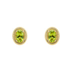 Elements Gold Peridot Oval Ridged Stud Earrings