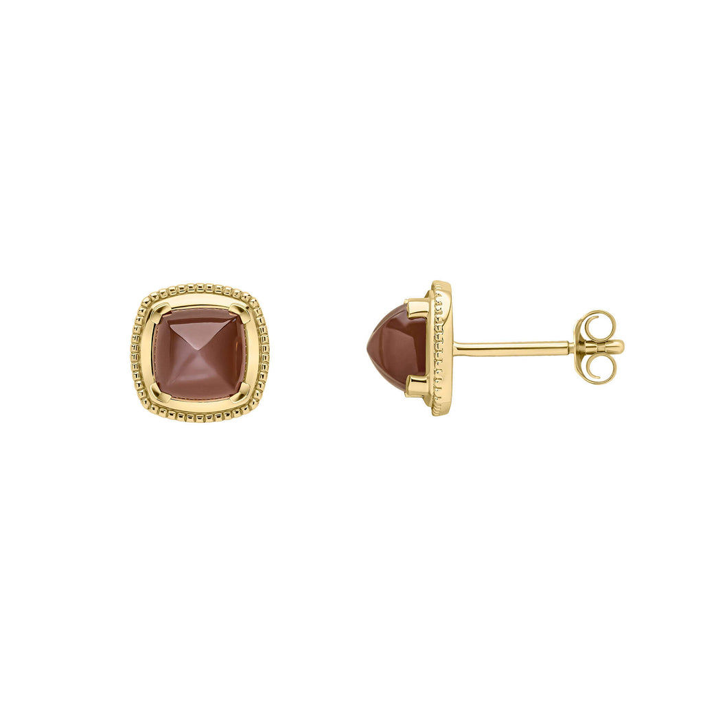 Elements Gold Sugarloaf Cut Chocolate Moonstone Stud Earrings