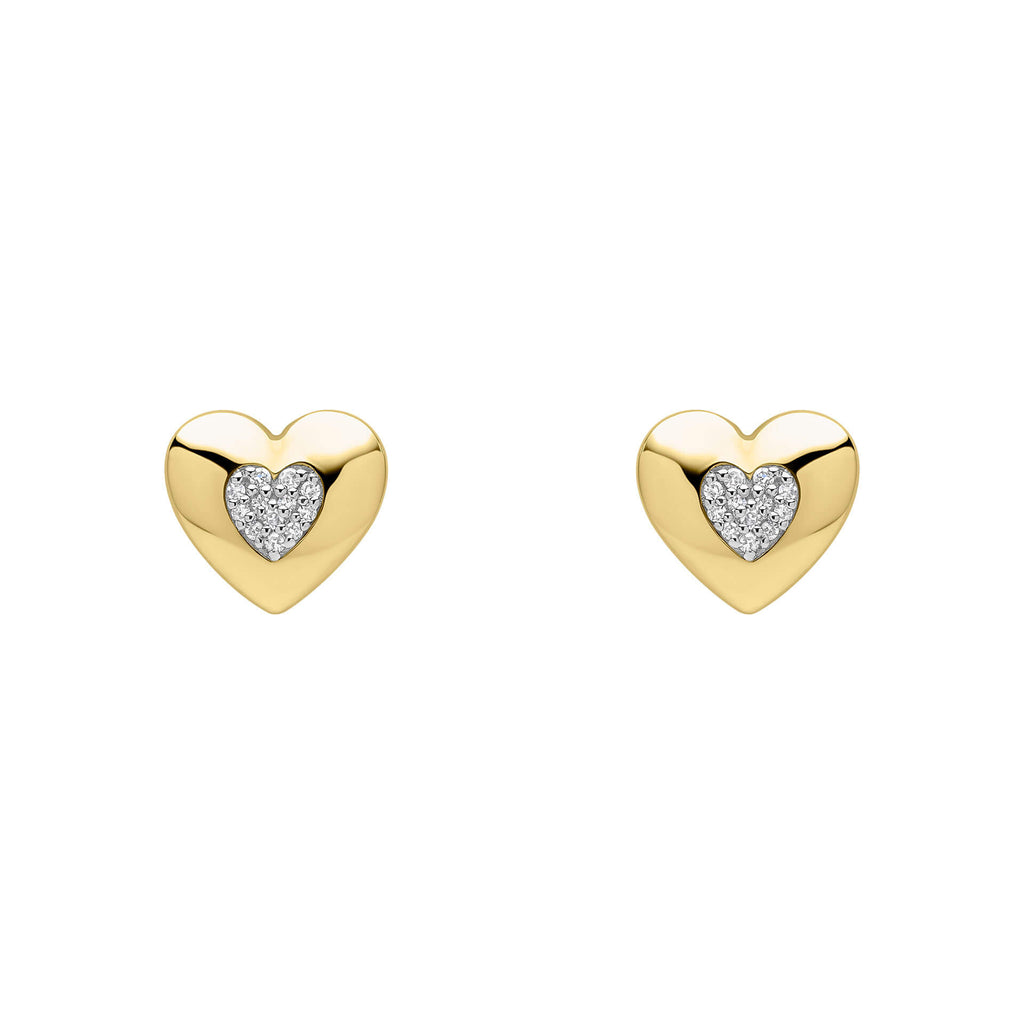 Elements Gold Pavé Diamond Heart Earrings
