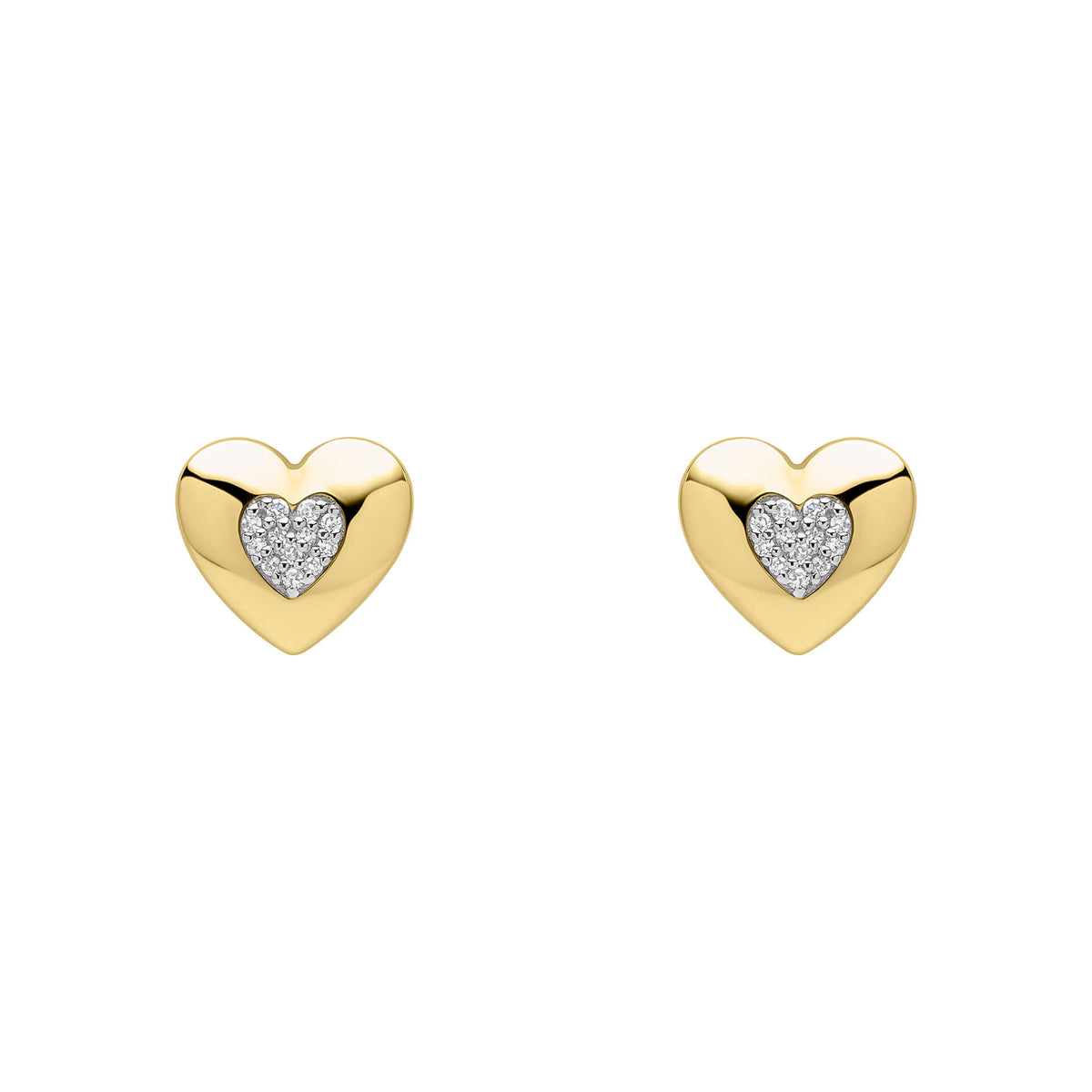 Elements Gold Pavé Diamond Heart Earrings