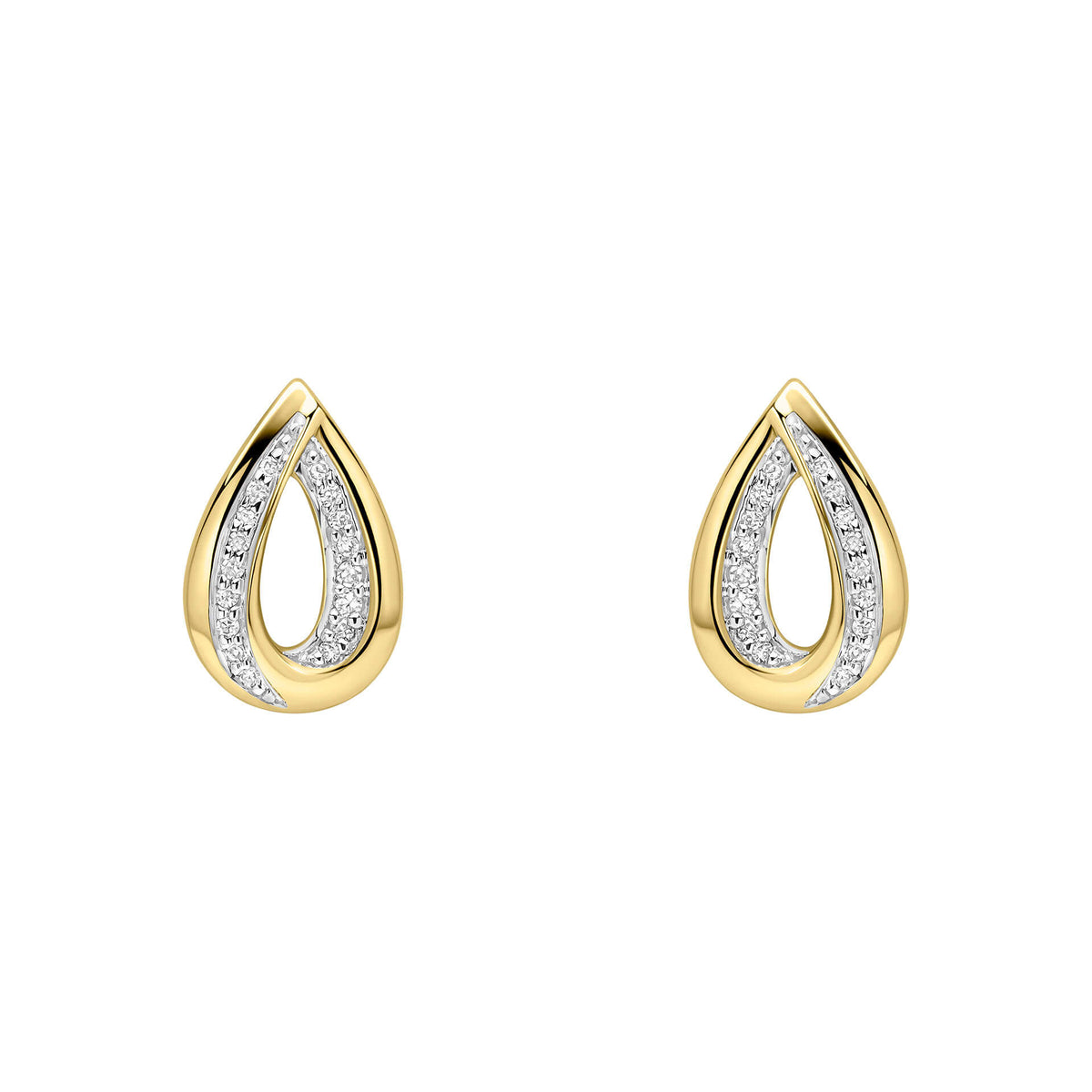 Elements Gold Cut Out Diamond Teardrop Earrings