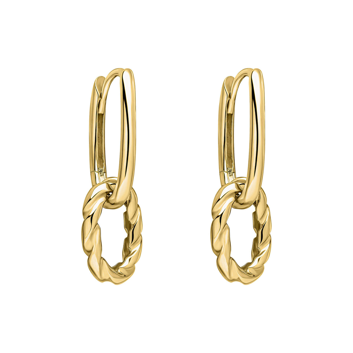 Elements Gold Rope Twist Double Hoop Drop Earrings
