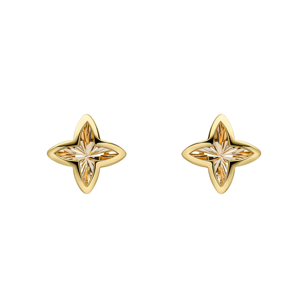 Elements Gold Textured Flower Stud Earrings