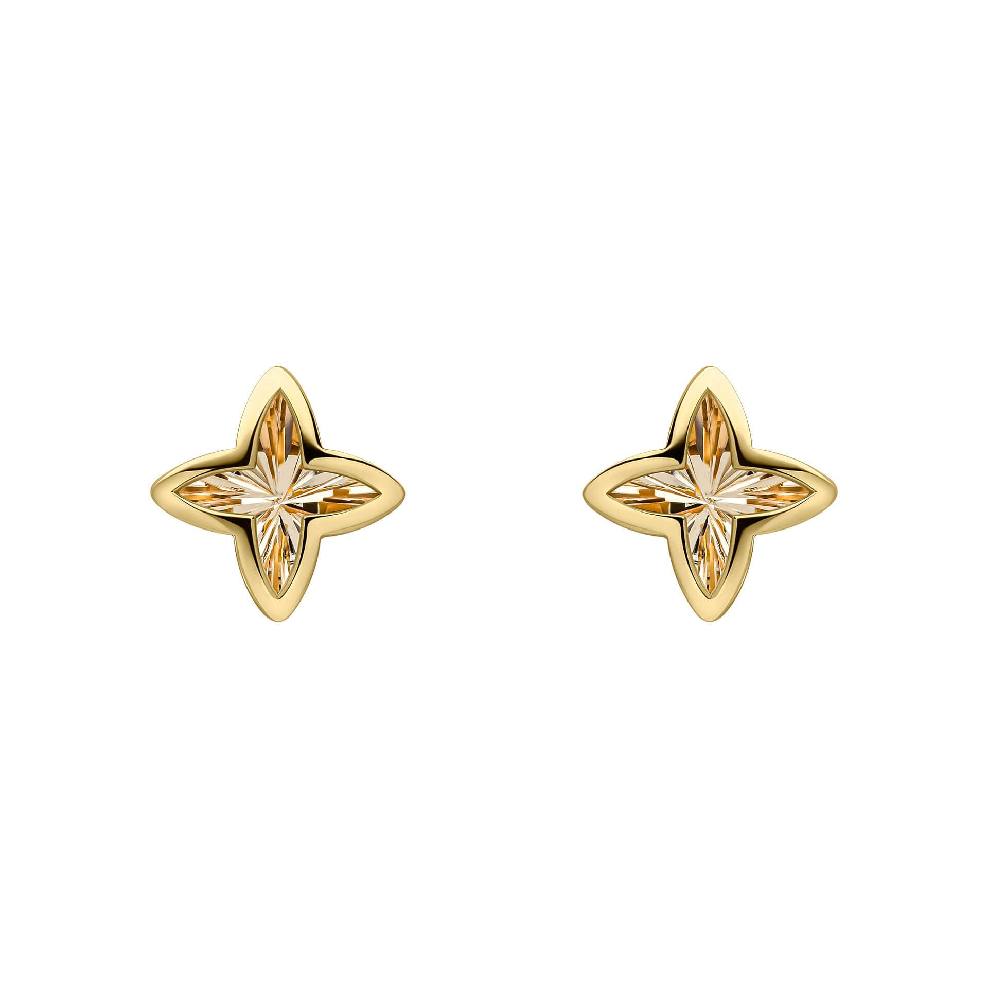 Elements Gold Textured Flower Stud Earrings