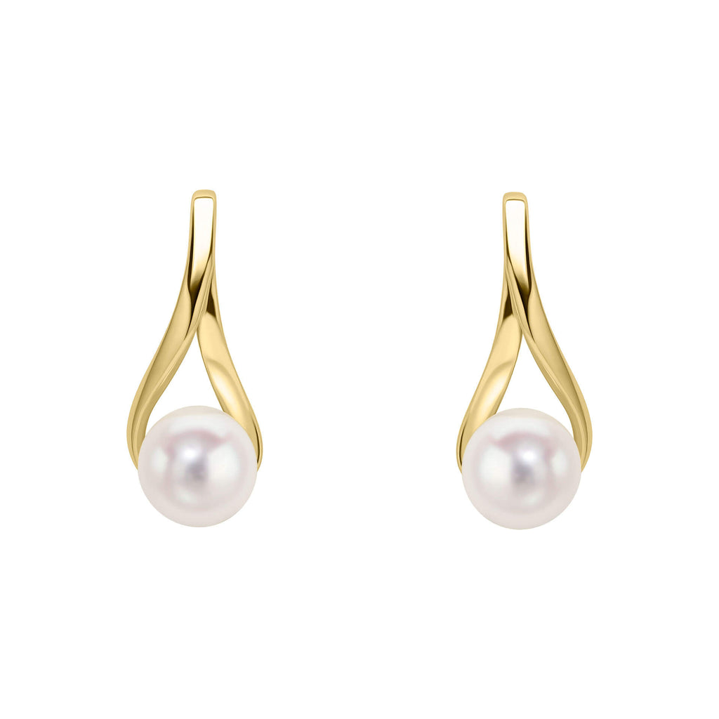 Elements Gold Freshwater Pearl Twist Drop Earrings