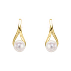 Elements Gold Freshwater Pearl Twist Drop Earrings