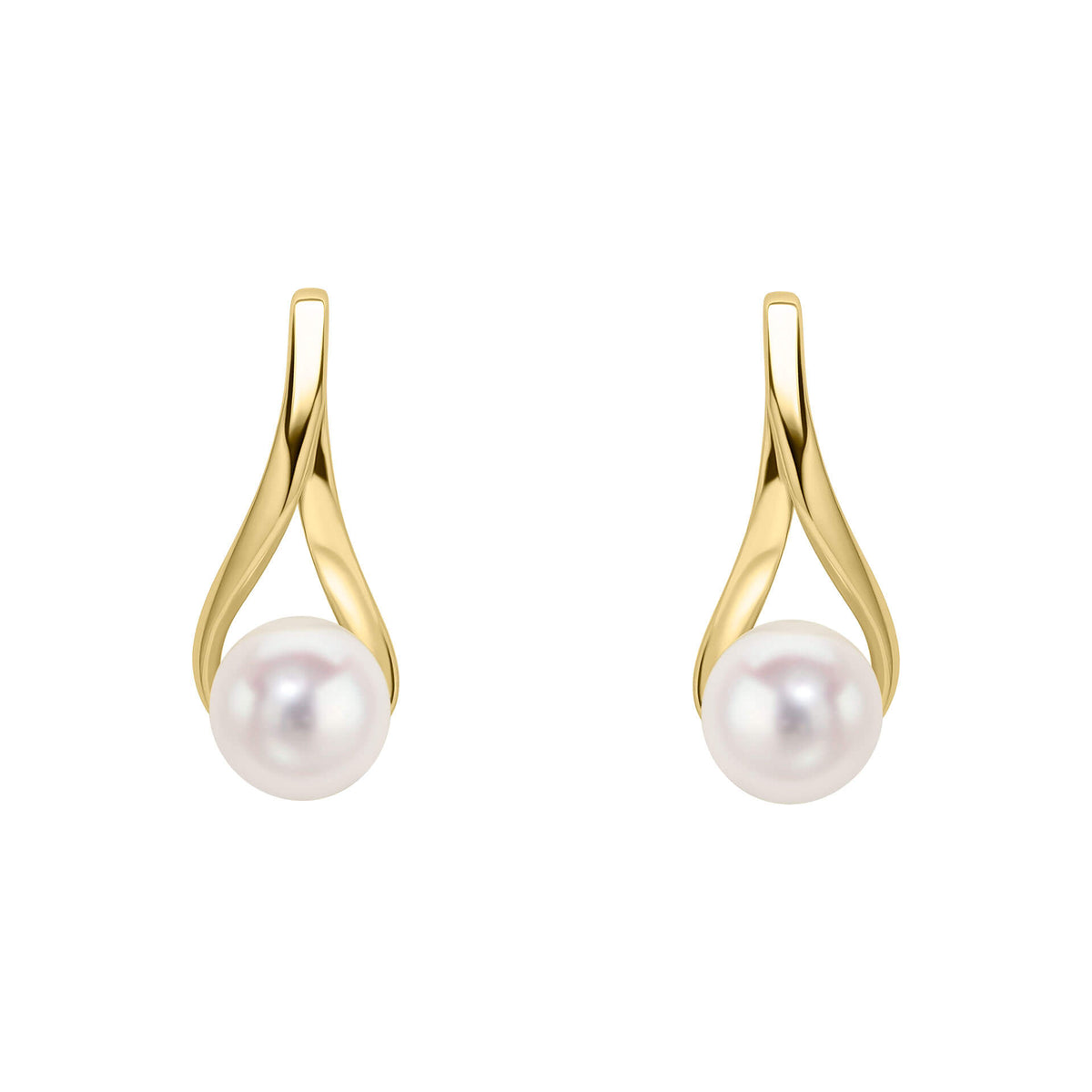 Elements Gold Freshwater Pearl Twist Drop Earrings