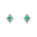 Elements Gold Emerald Art Deco Stud Earrings