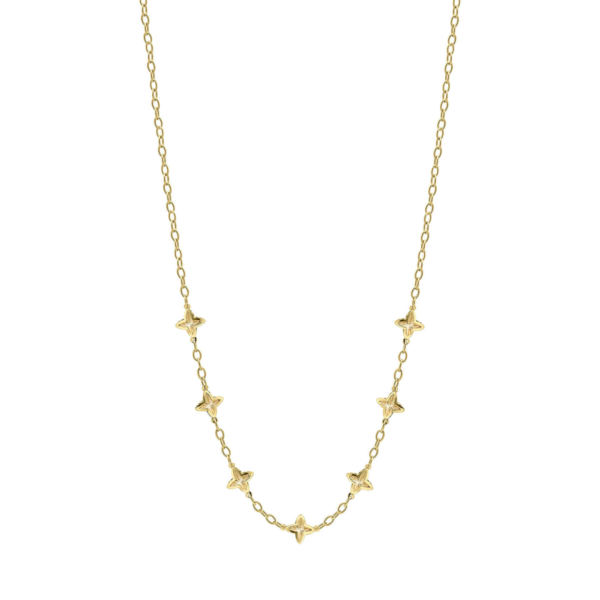 Elements Gold Textured Flower Station Necklace