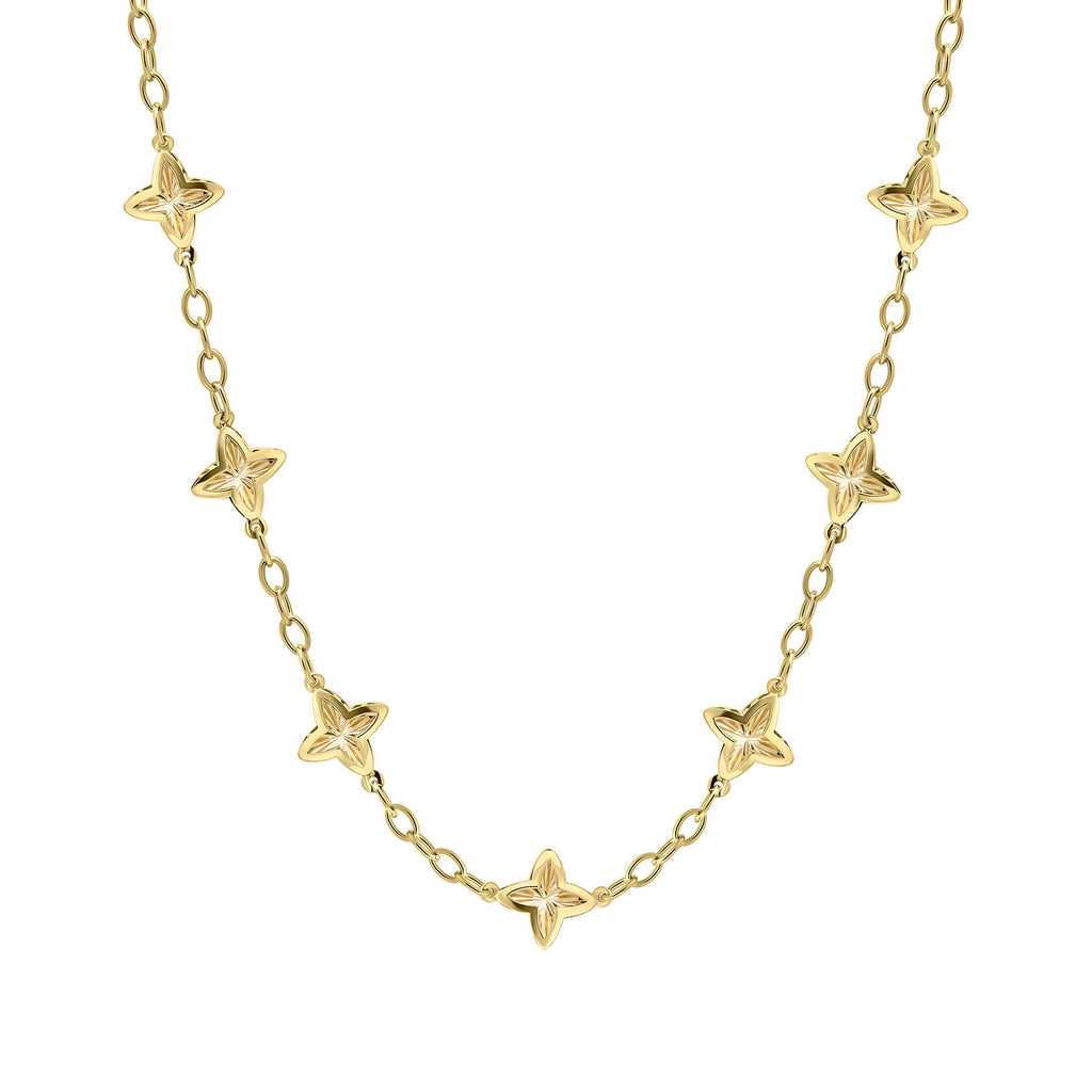 Elements Gold Textured Flower Station Necklace