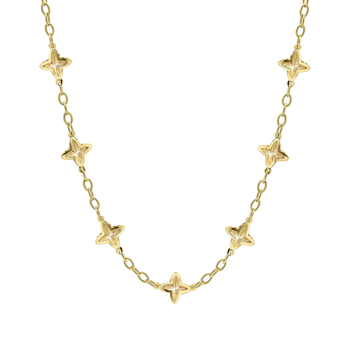 Elements Gold Textured Flower Station Necklace