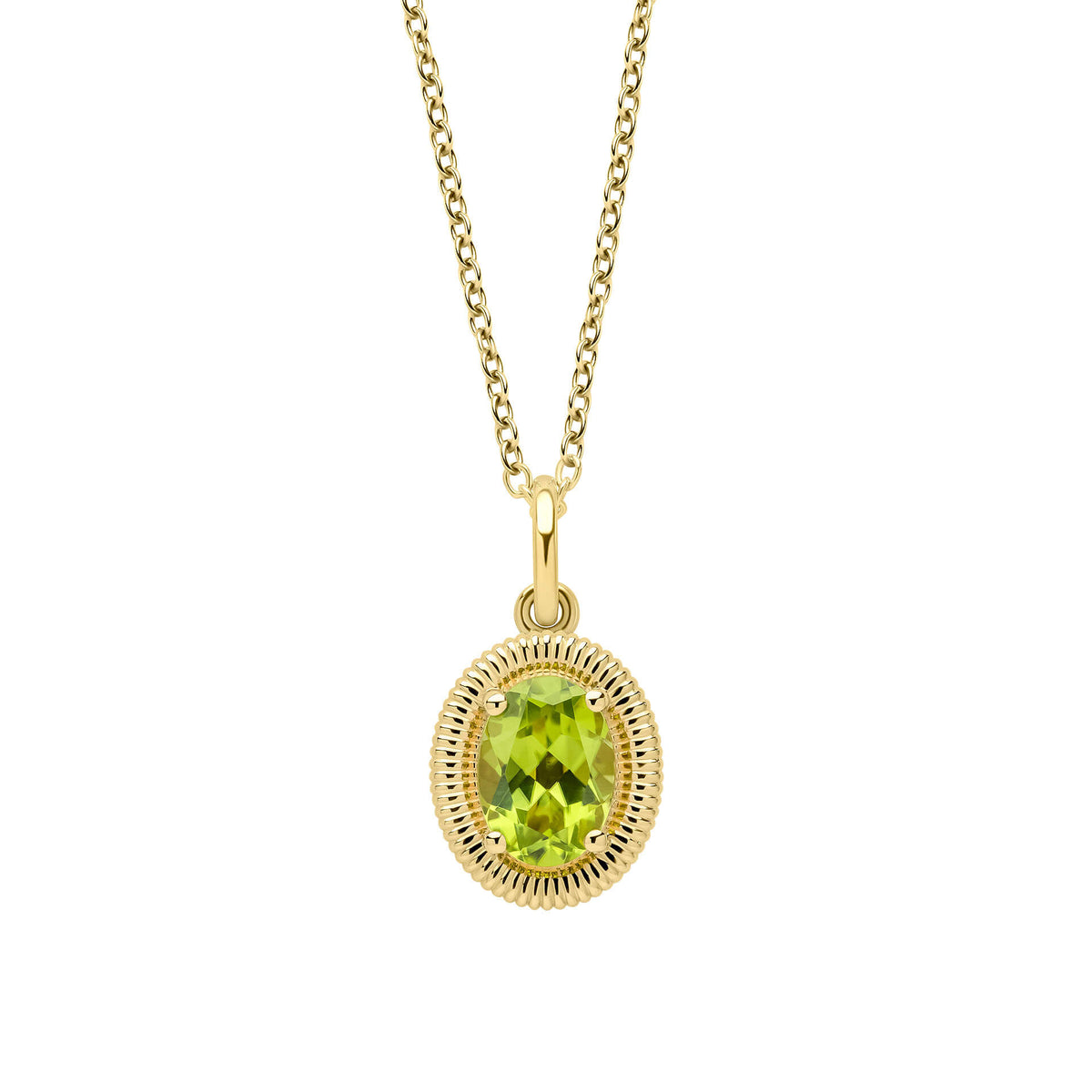 Elements Gold Peridot Oval Ridged Pendant