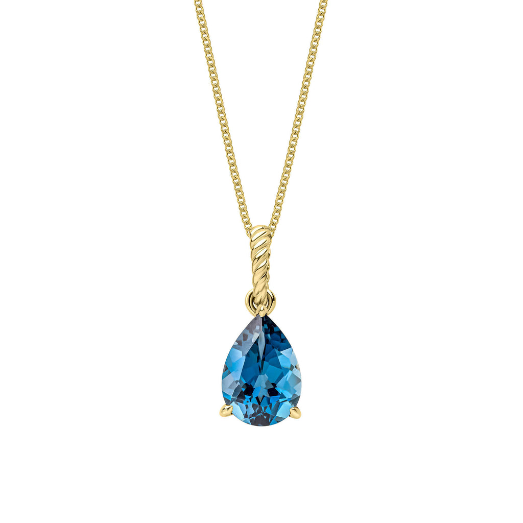 Elements Gold London Blue Topaz Rope Twist Pendant