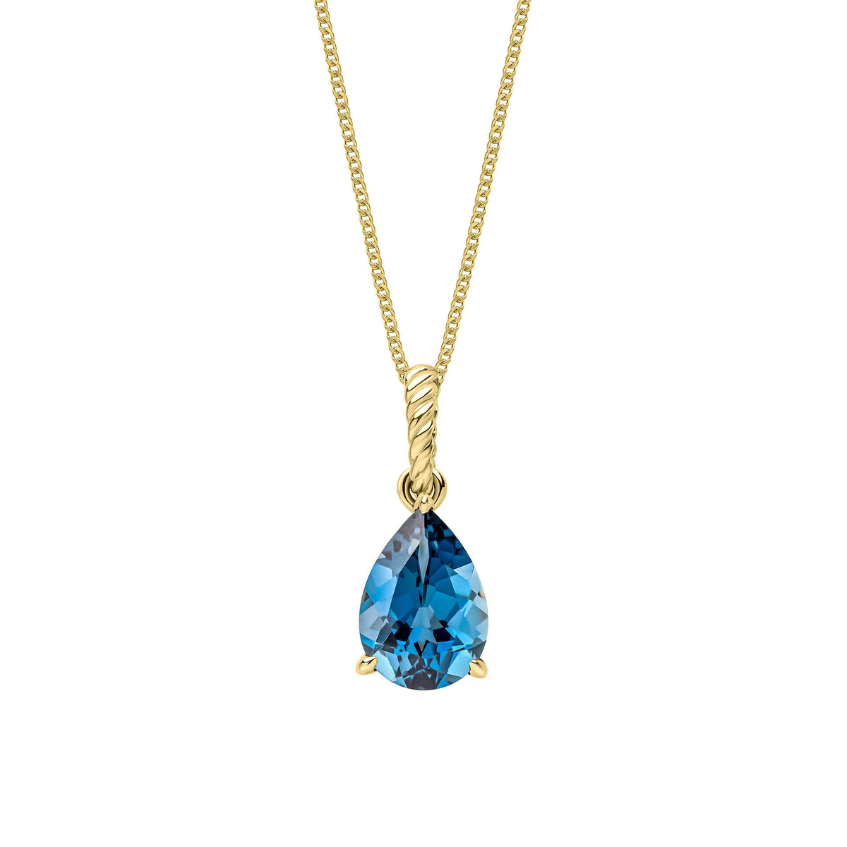 Elements Gold London Blue Topaz Rope Twist Pendant