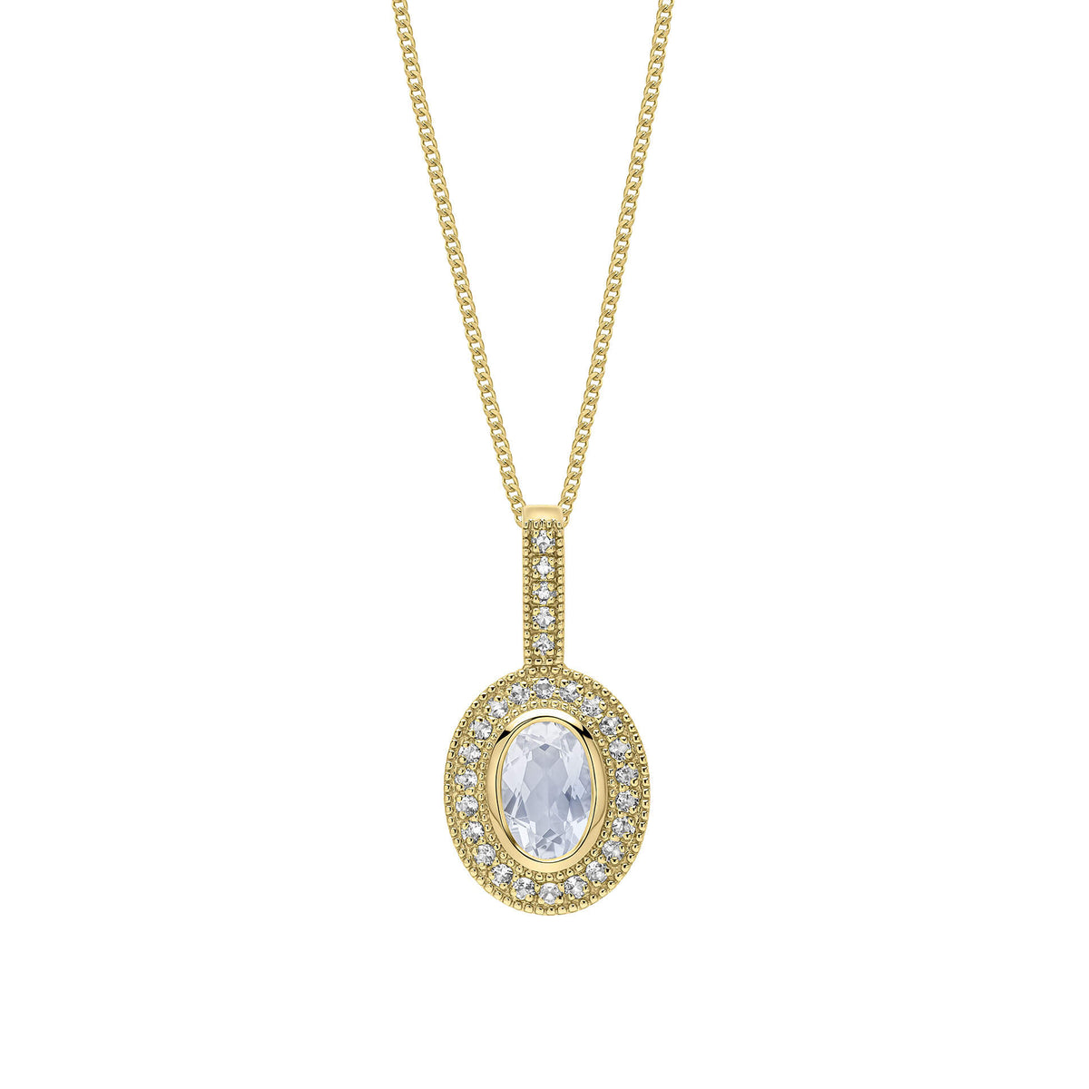 Elements Gold Oval Blue Moonstone and White Topaz Pendant