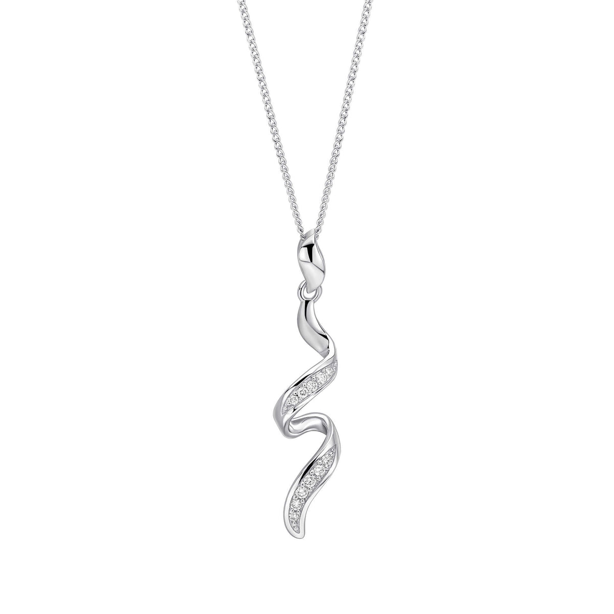 Elements Gold Diamond Twisted Ribbon Drop Pendant