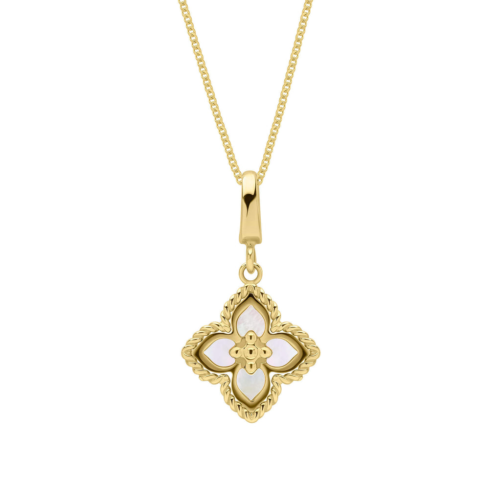 Elements Gold Mother of Pearl Flower Pendant