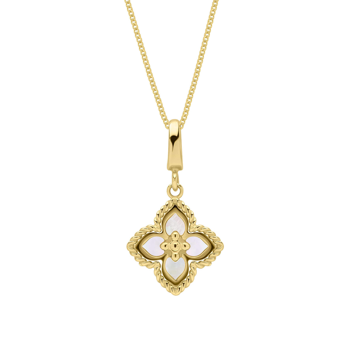 Elements Gold Mother of Pearl Flower Pendant
