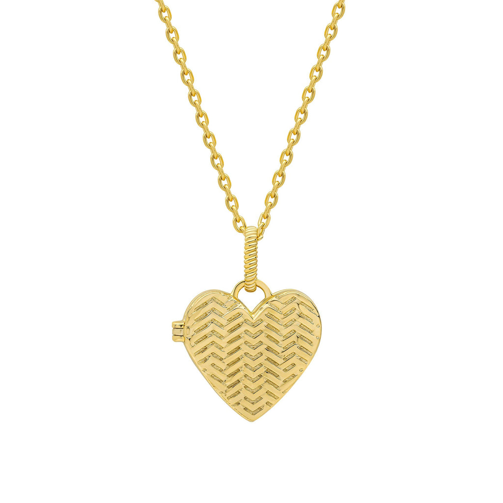 Laura Ashley Silver Picnic Basket Weave Heart Locket Necklace