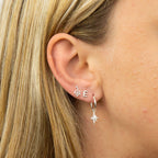 Beginnings Pave Set Cubic Zirconia Starburst Assembled Hoop Earrings