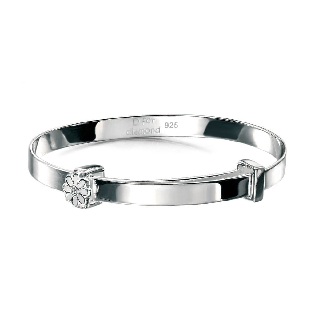 D For Diamond Enamel Daisy Expanding Bangle with Diamond