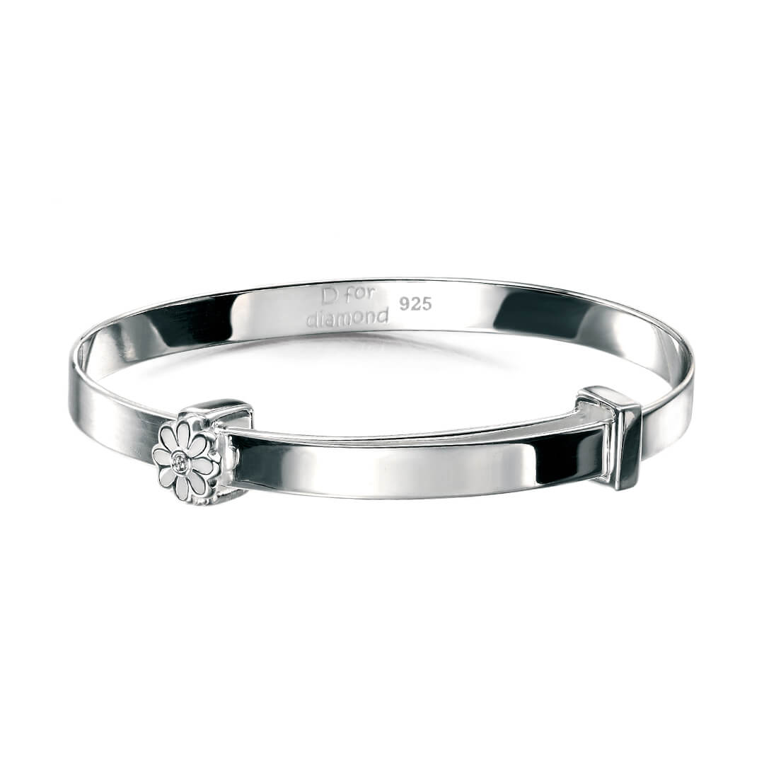 D For Diamond Enamel Daisy Expanding Bangle with Diamond