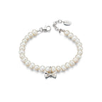 D For Diamond Shell Pearl and Bow Charm Bracelet with Diamond