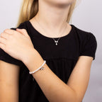 D For Diamond Shell Pearl and Bow Charm Bracelet with Diamond